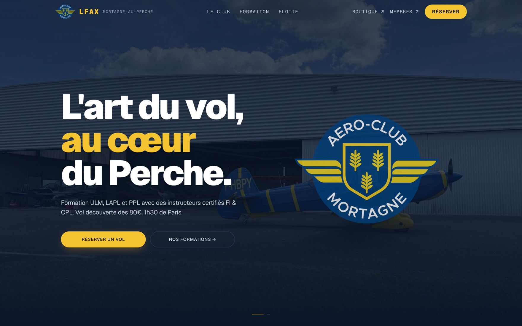 Live flight club website built by Wilco — Aéroclub de Mortagne